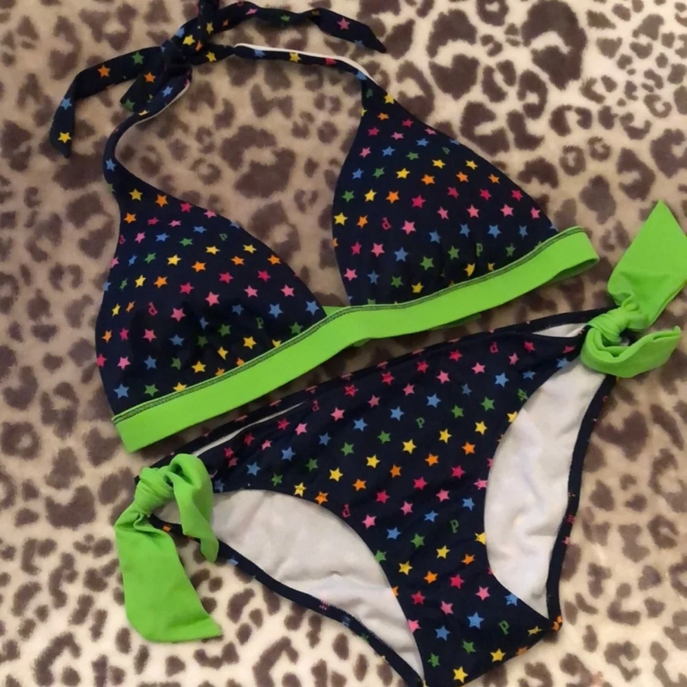 Victoria's Secret Star Print Bikini Top - Multicolor Small Padded String - Picture 2 of 9